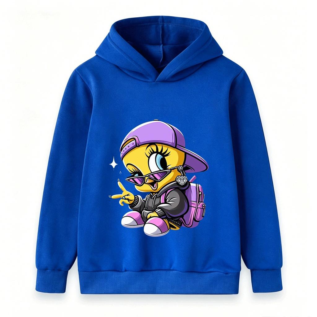Kids Boys Girls Hoodie Casual Hip Hop Cool Tweety Bird Printed Long Sleeve Pullover Sweatshirt For Daily Wear