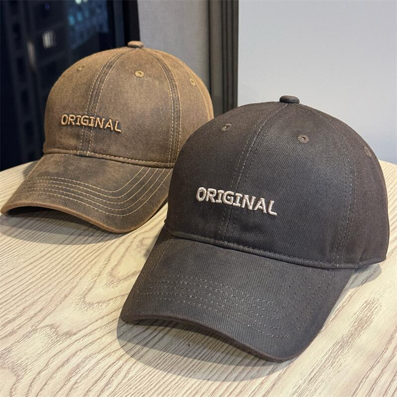 High-quality New Retro Washed Old Cap Women's Versatile Enlarged Wide Brim Showing Face Small Baseball Hat Men