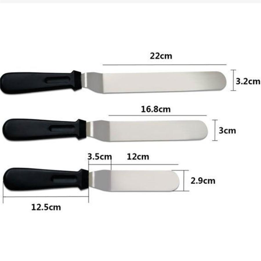 3 Metal Cake Offset Spatulas, 6 8 & 10 Inch Frosting Angled Icing Spatula for Decorating