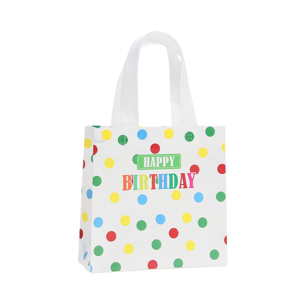 12/30pcs Colorful Birthday Print Bags Non-Woven Fabric Party Gift Bags for Treats and Small Gifts Candy Cake Packaging