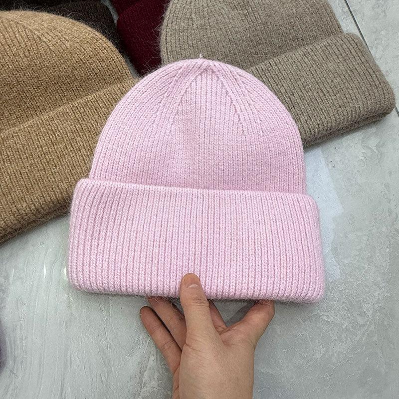 Hat Women's Autumn and Winter Wool Hat Casual Warm Versatile ins Knitted Hat Solid Color Light Board Cold Hat Men's Trend