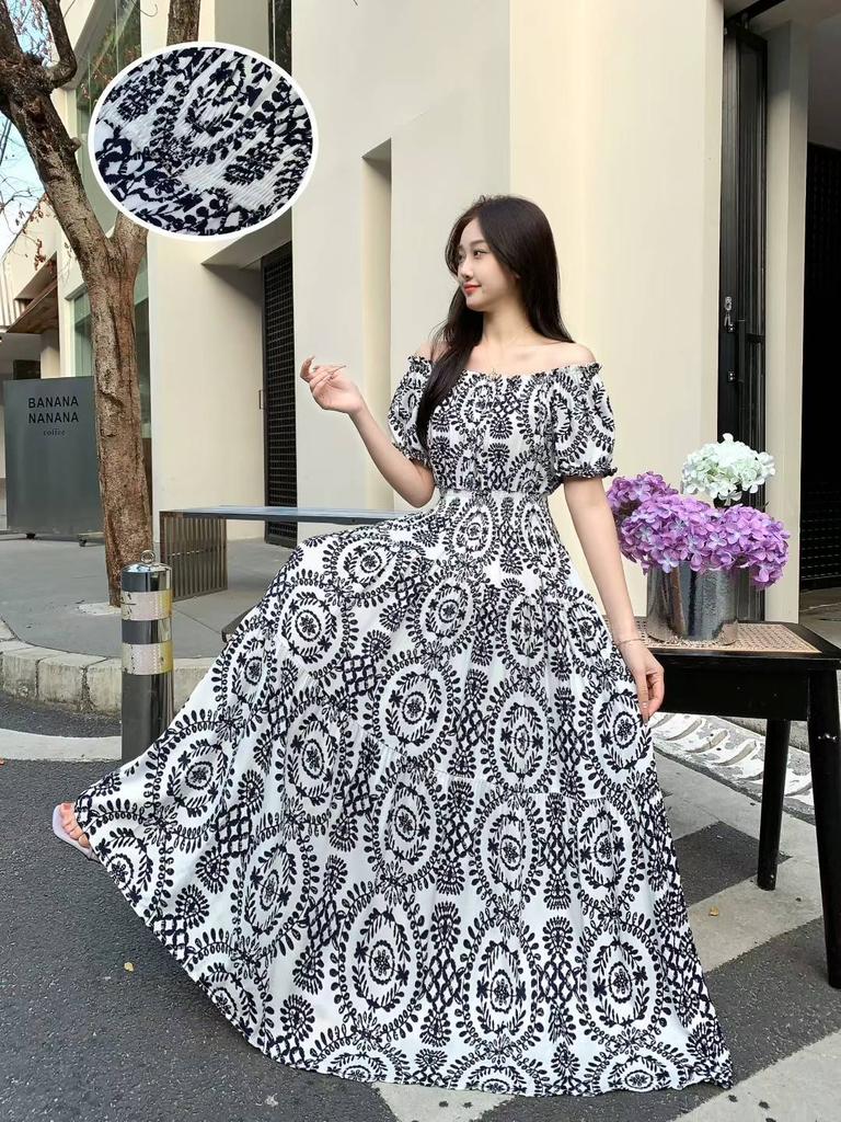 Off-Shoulder One-Neck Cotton Silk Dress Children's Summer Dress Bohemian Island Vacation Dress Travel Beach Dress