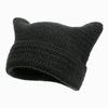1pc Cute Cat Ears Beanie Hat For Women Winter Striped Korean Punk Gothic Y2K Wool Knitted Streetwear Handmade Crochet Bucket Cap