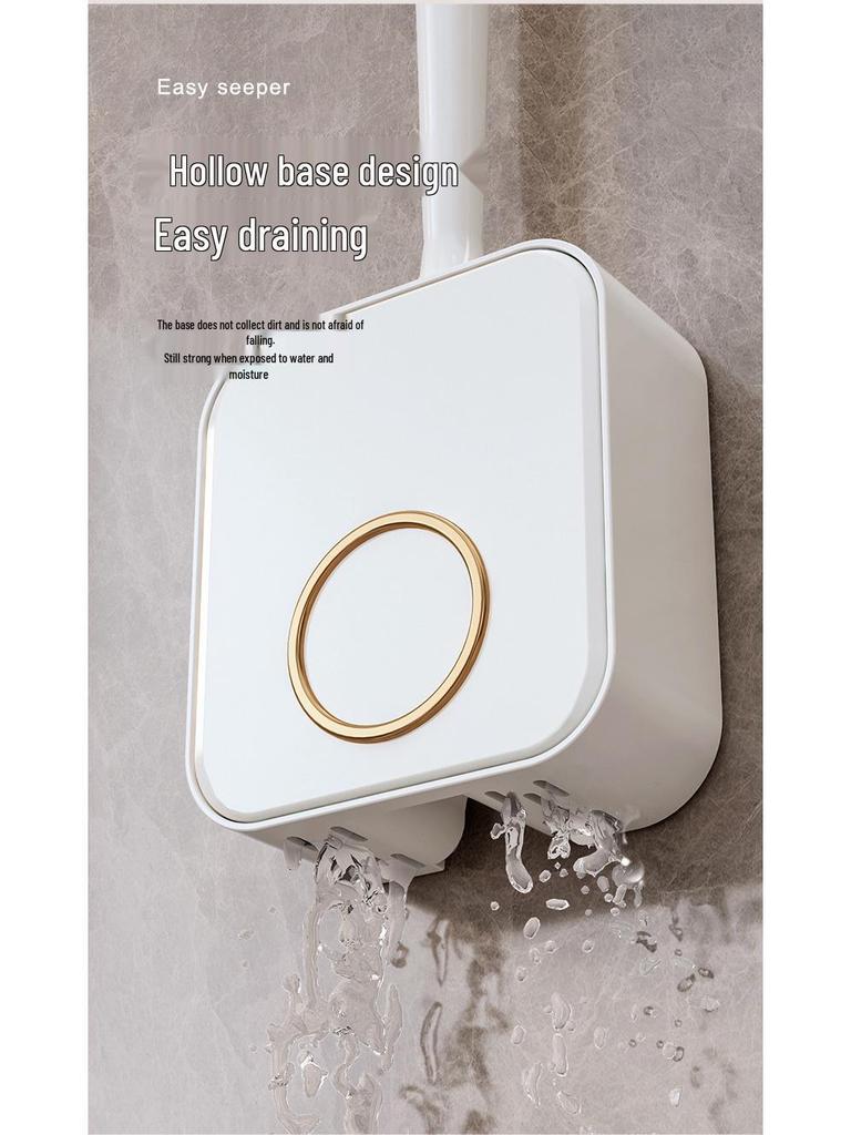 Luxury Wall-Mounted Silicone Toilet Brush Set - No Dead Angle Design