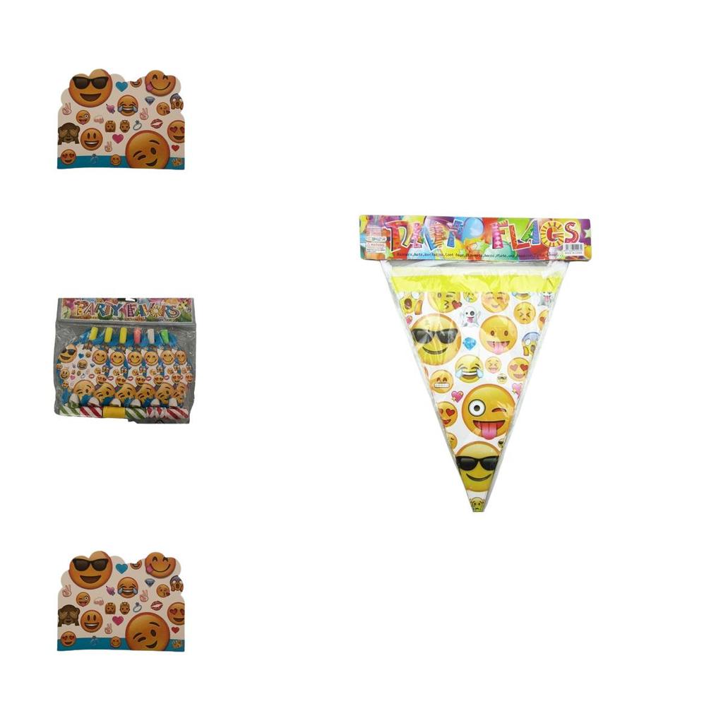 Set di Tovagliato da Tavola Festa Emoji Con Piatti Usa e Getta, Bicchieri, Tovaglioli e Tovaglia per Celebrazioni Festive