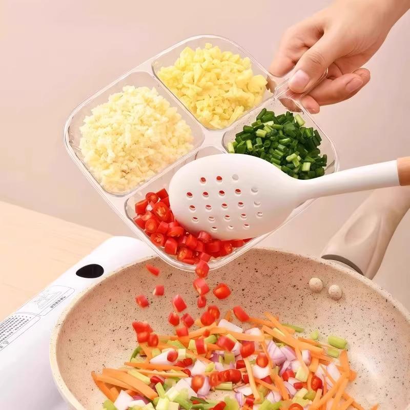 Multifunctional Kitchen Plate: Four-Grid Storage Tray for Ginger & Garlic Prep