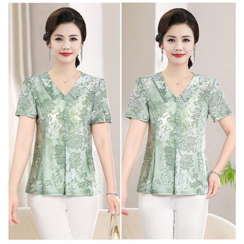 Summer New Style Stretch Short-sleeved T-shirt Loose Fashionable Printed Shirt