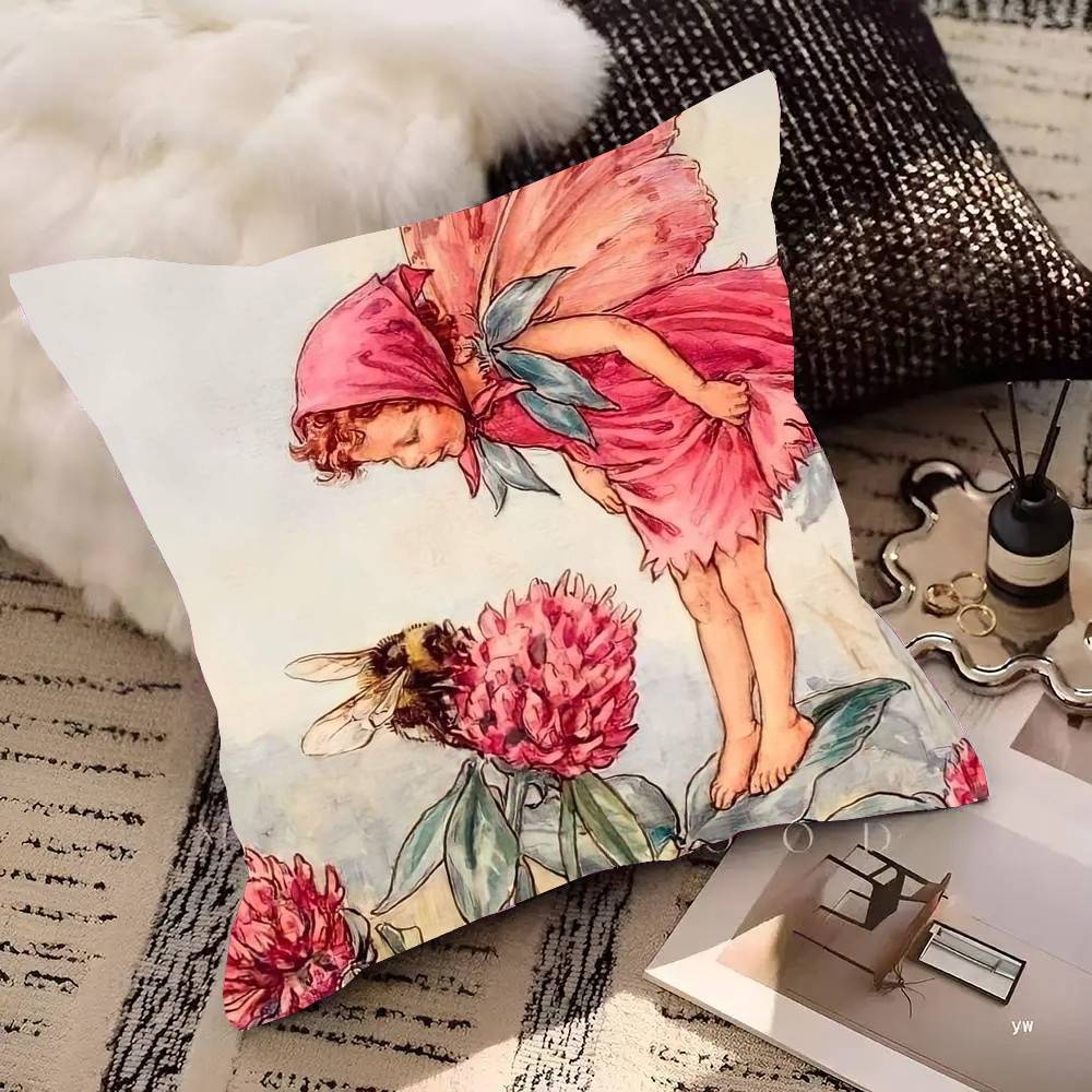 Flower Fairy Pillow Case Fashion Square Pillowcase Bedroom Sofa Room Ins Decoration Leisure