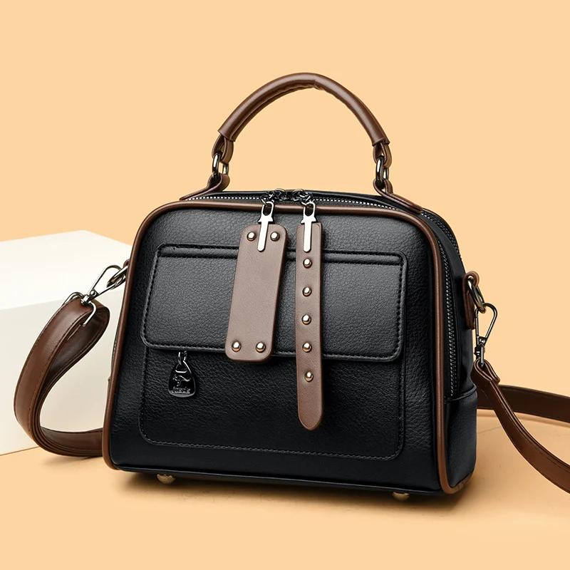 Soft Leather Bag for Women Multi Pockets Bottom High Quality Luxury Designer Shoulder Bag Crossbody Sac Fashion