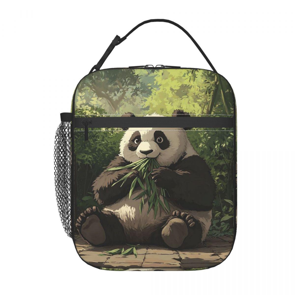 

Cartoon Cute Panda Eats Bamboo Insulated Lunch Bag for Women Kids Portable Food Boxes Thermal Lunch Box Tote One Size