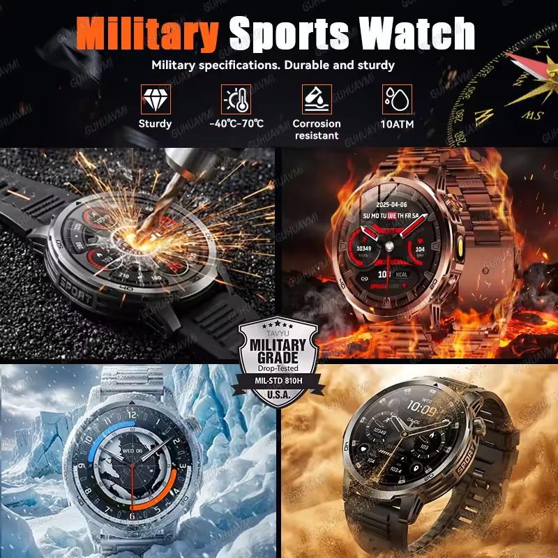 2026 Nou  Aventură în Aer Liber  Baterie Mare de 1000mAh  Ceas Inteligent de 1,85"  Impermeabil 10ATM  Apel Vocal  Sport  Bărbați  GPS  Brățară Fitness