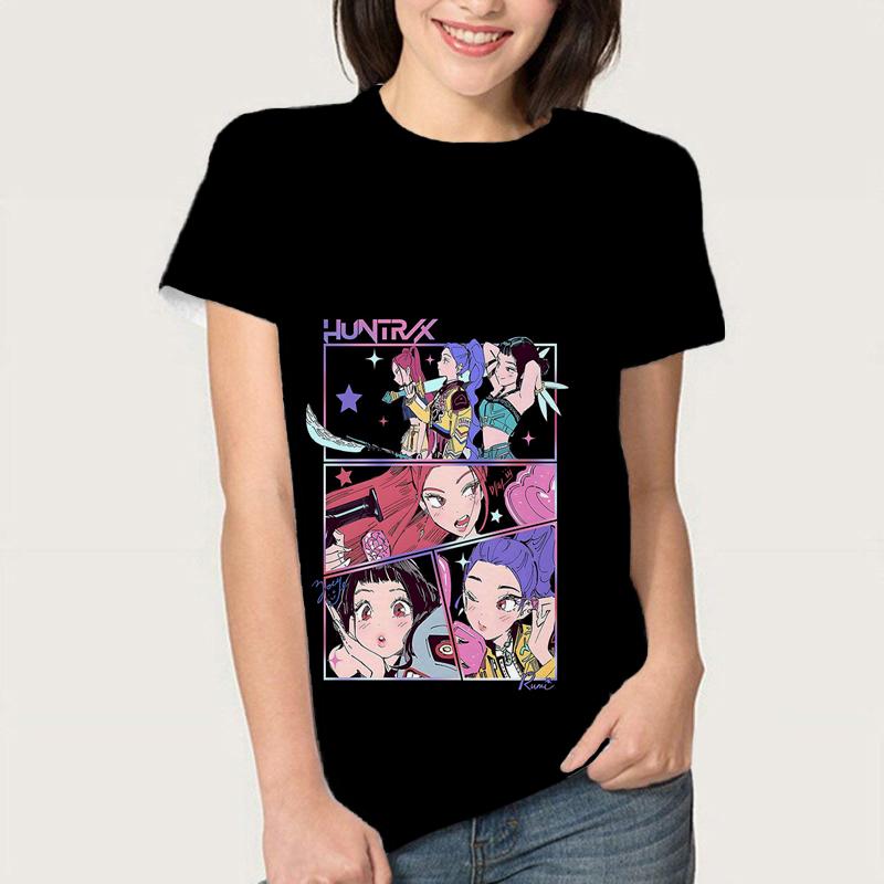 Letní KPop Lovci démonů Trička Huntrix Girl Kpop Tričko Jinu Zoey Rumi Mira Saja Kluci Cool Trička s krátkým rukávem Trička Topy