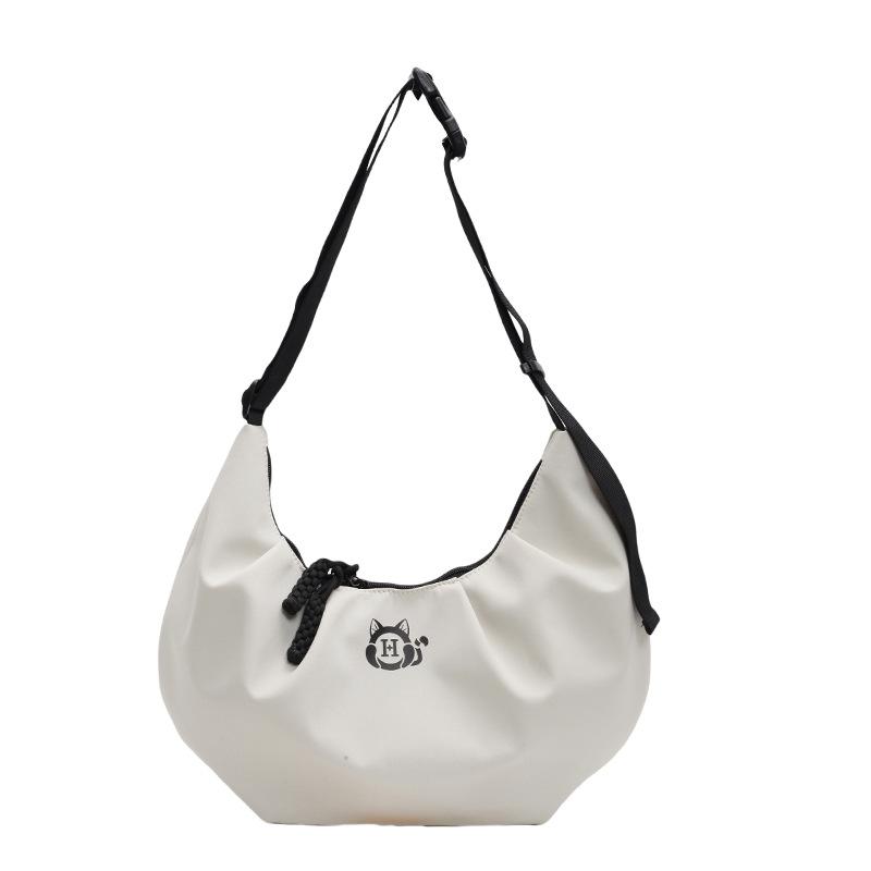 

Новая плиссированная сумка из нейлоновой ткани большой вместимости, универсальная сумка-мессенджер через плечо, повседневная и легкая сумка-пельмень для женщин белый