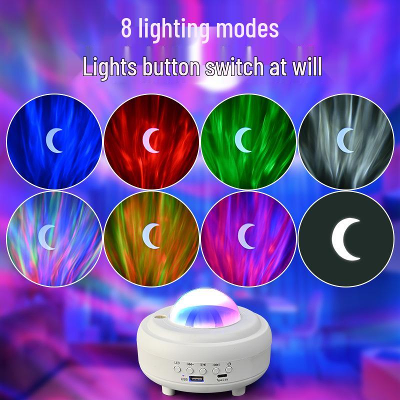 Aurora Starry Sky Projector Lamp with Moon Night Light & Bluetooth Speaker