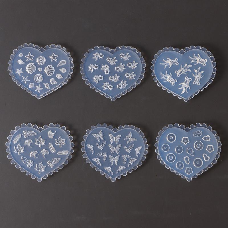 1 Pcs Soft Silicone Nail Rose Flower Heart Mold 3D Butterfly Goldfish Shell Carved Cartoon Template Nails Accessories For Salon