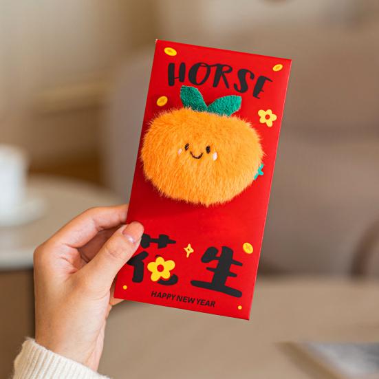 2026 Fluffy Plush Red Envelope for Chinese New Year Horse Pattern Zodiac Money Pockets Cartoon