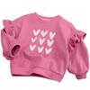 2024 Spring Cute Heart Print Pullover for Girls - Casual Crew Neck Sweatshirt for Baby and Children.
