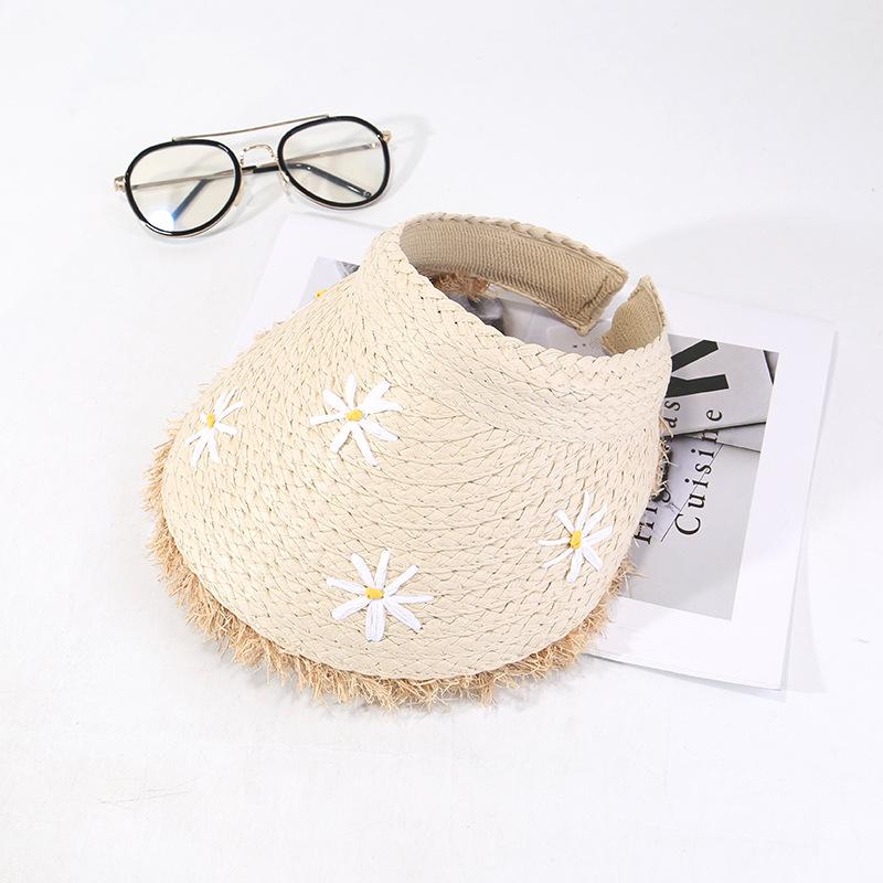 Daisy Flower Straw Hat for Women In Summer Woven Headband Style Sun Hat for Outdoor Beach Vacation Sun Protection Straw Hat