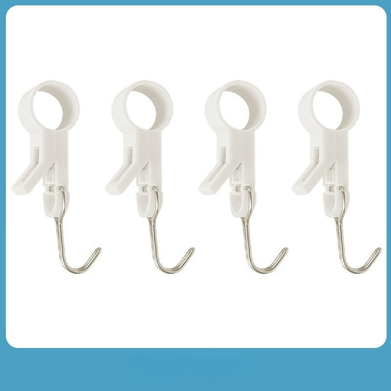4Pcs Pipe Clamp Hook Kitchen Clamp Non-punching Movable Sleeve Pipe Plastic Fixed Towel Rack Clamp Rod Rotary Hook 4pcs
