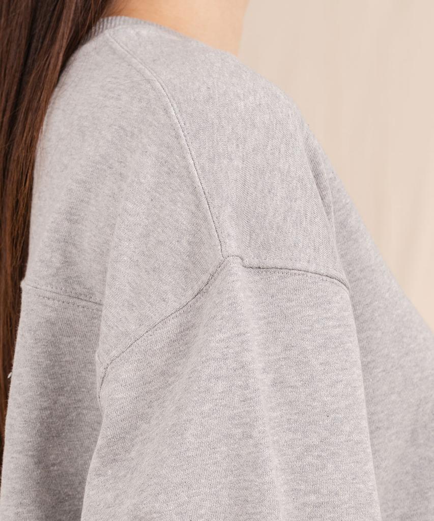 Ellamo Terry Basic Plain Oversized Sweatshirt [Gray]