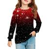 Christmas Day Girls' Long Sleeve Blouse - Round Neck Soft Waist Tunic