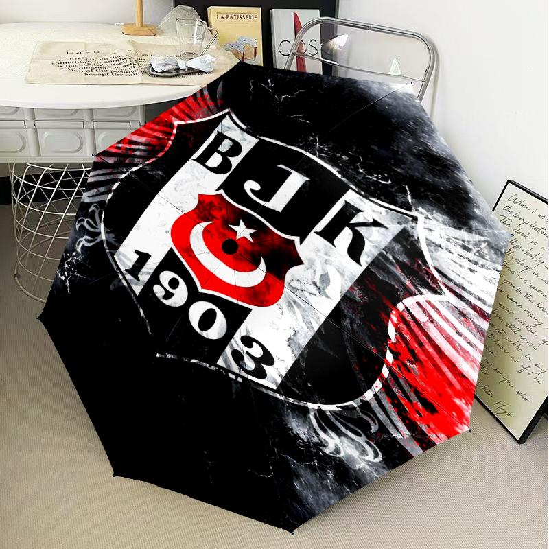 Sein?ikta? Istanbul Fußball Club Regenschirm Klappschirm, Automatikschirm 8-Speichen für Reisen, Campinggebrauch Geschenk für Halloween Weihnachten