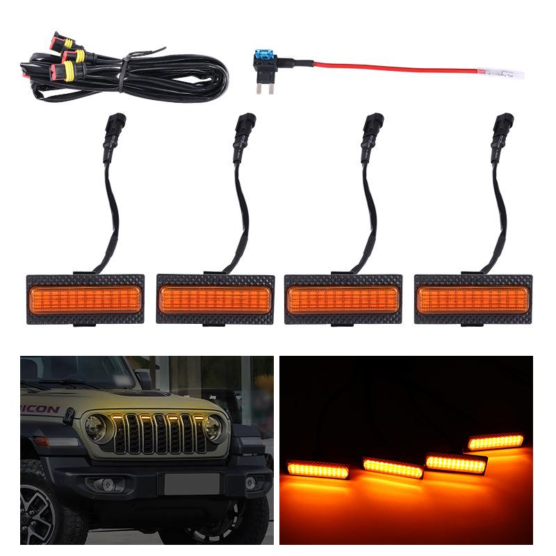 Семицветные RGB Дневные Ходовые Огни для Решетки Радиатора 2024-2025 Jeep Wrangler JL