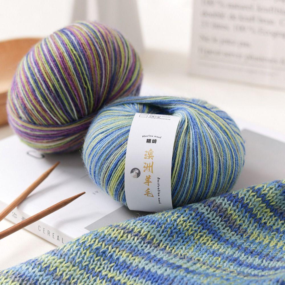 50g/ Roll Durable Gradient Color Wool Yarn Handmade Knitting Crochet Yarn DIY Multicolor Knitting Yarn for Hat Sweater