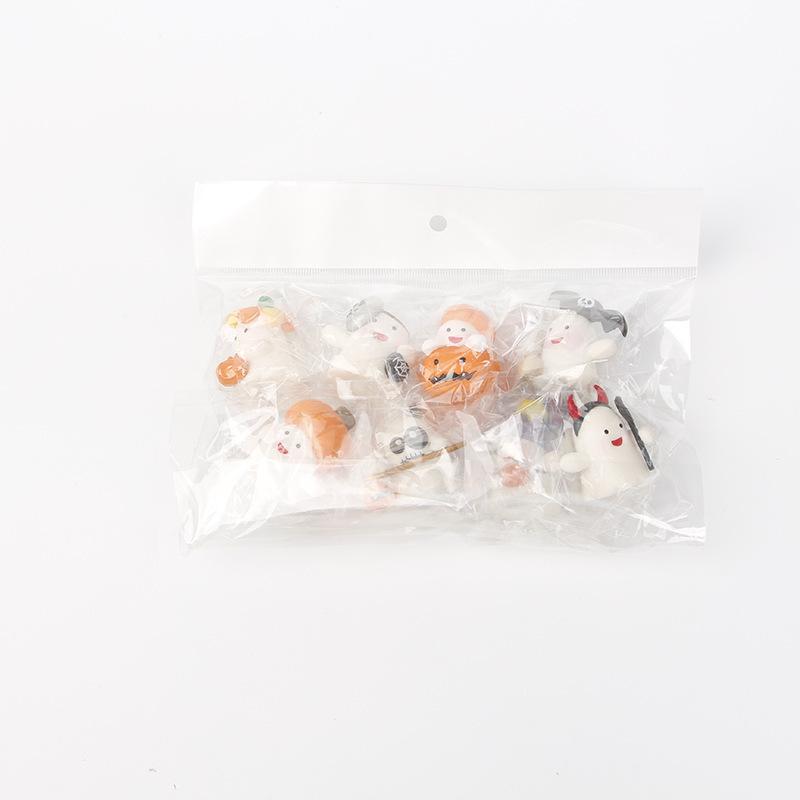 8 Halloween Figurines: Pumpkin, Ghost, Bat, Spider, and Black Cat Ornaments