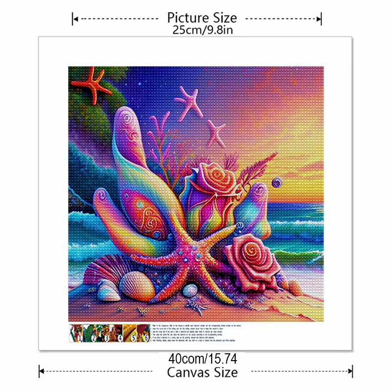 New Arrival 5D DIY Full Circle Diamond Painting "Starfish Rose" Embroidery Cross Stitch Home Decor Gift