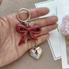 Acrylic Red Bow Keychain Circle Clip Purse Accessory Cute Bag Charm  New Year