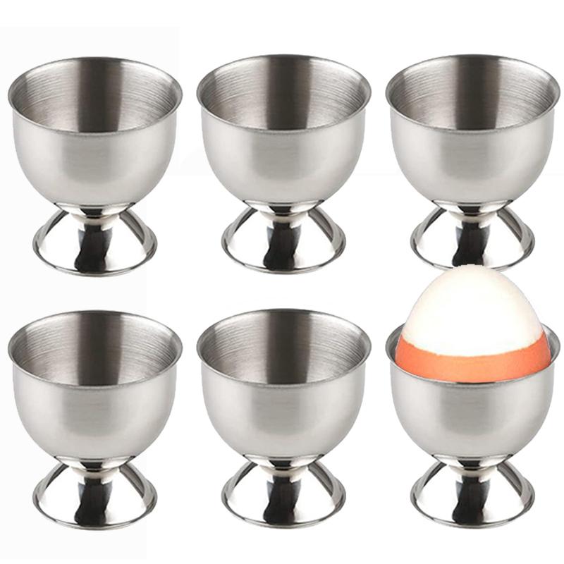4/6Pcs Stainless Steel Egg Cups Soft Boiled Egg Holders Durable Breakfast Tableware Easter Egg Stand Kitchen Dining Accessories