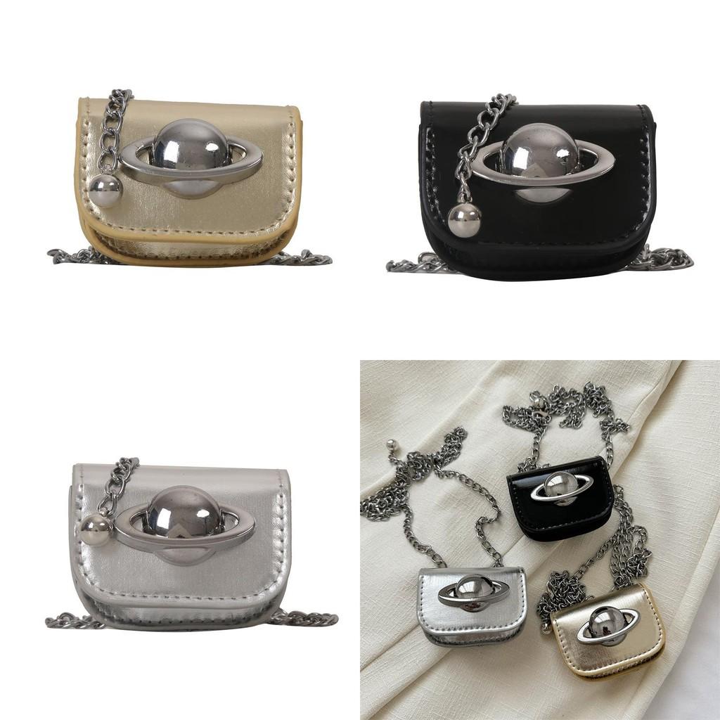 Mini Fashionable Chain Shoulder Bag For Girls In Gold Black Silver Soft Pu Material