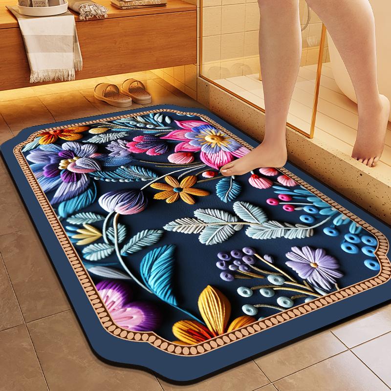 

Домашний быстросохнущий впитывающий коврик для туалета, двери ванной комнаты, специальный впитывающий коврик для ног, противоскользящий коврик для ванной комнаты, двери кухни 50x80cm темно-синий