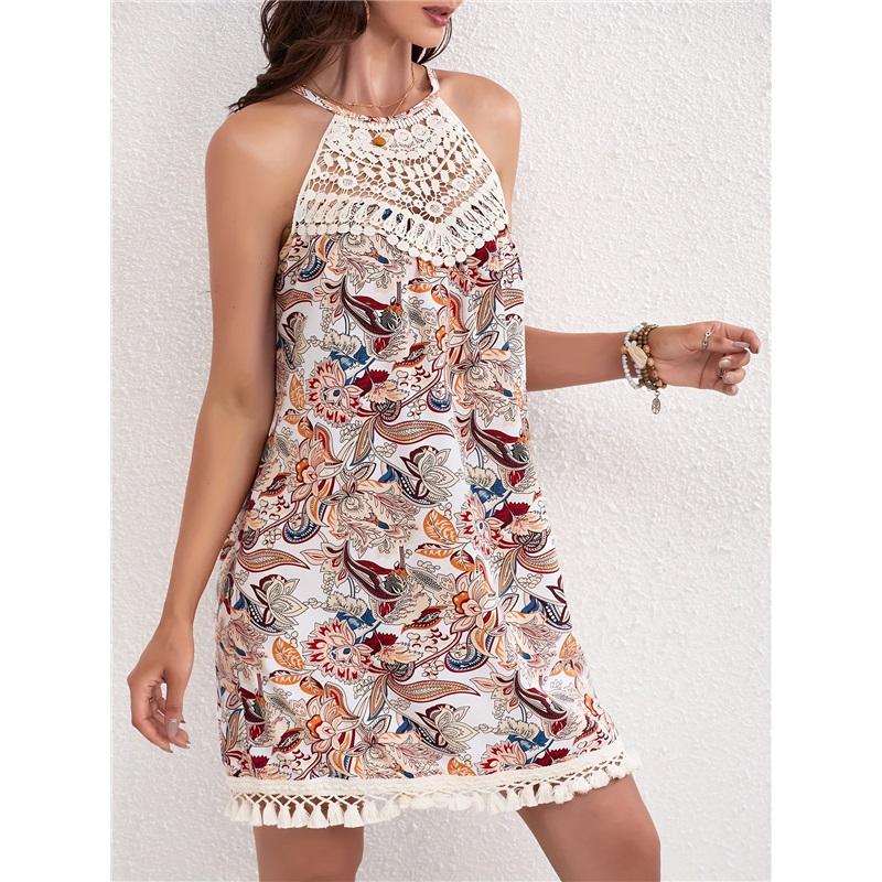 Falda de playa sexy plisada para mujer de verano, vestido casual de longitud media estampado