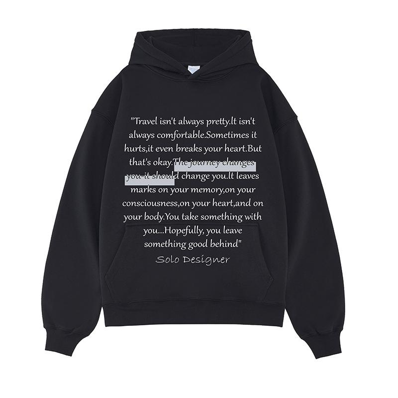 Spring and Autumn Guochao Loose Retro American Casual Fleece Hooded Sweater