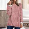 Women's Fashionable Printed Round Neck Long Sleeved Plush Warm Pullover Top