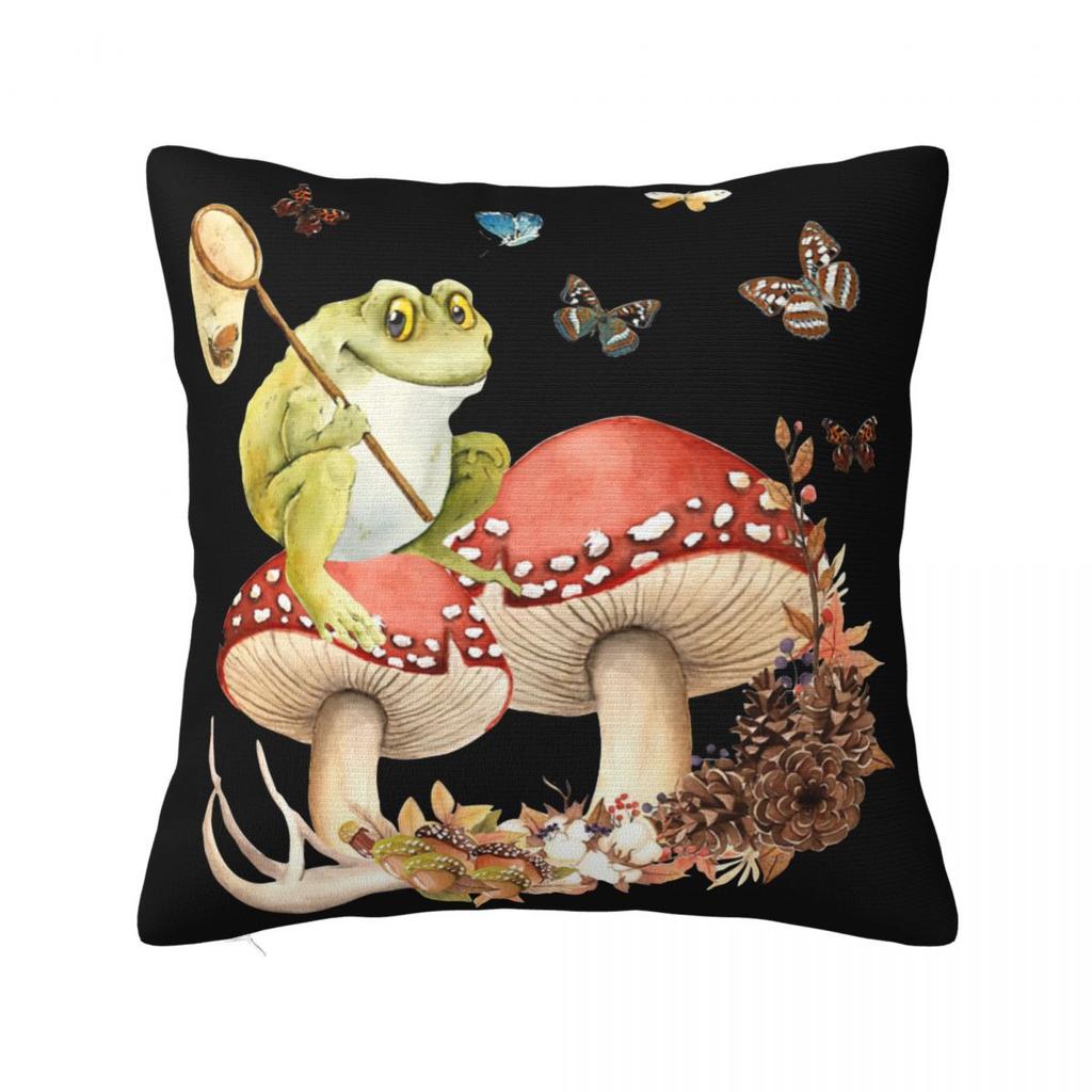 Cottagecore Aesthetic Frog Goblincore Grugne Fairycore Mushroom Pillow Covers Home Cushion Cover Cool Throw Pillow Case 4040