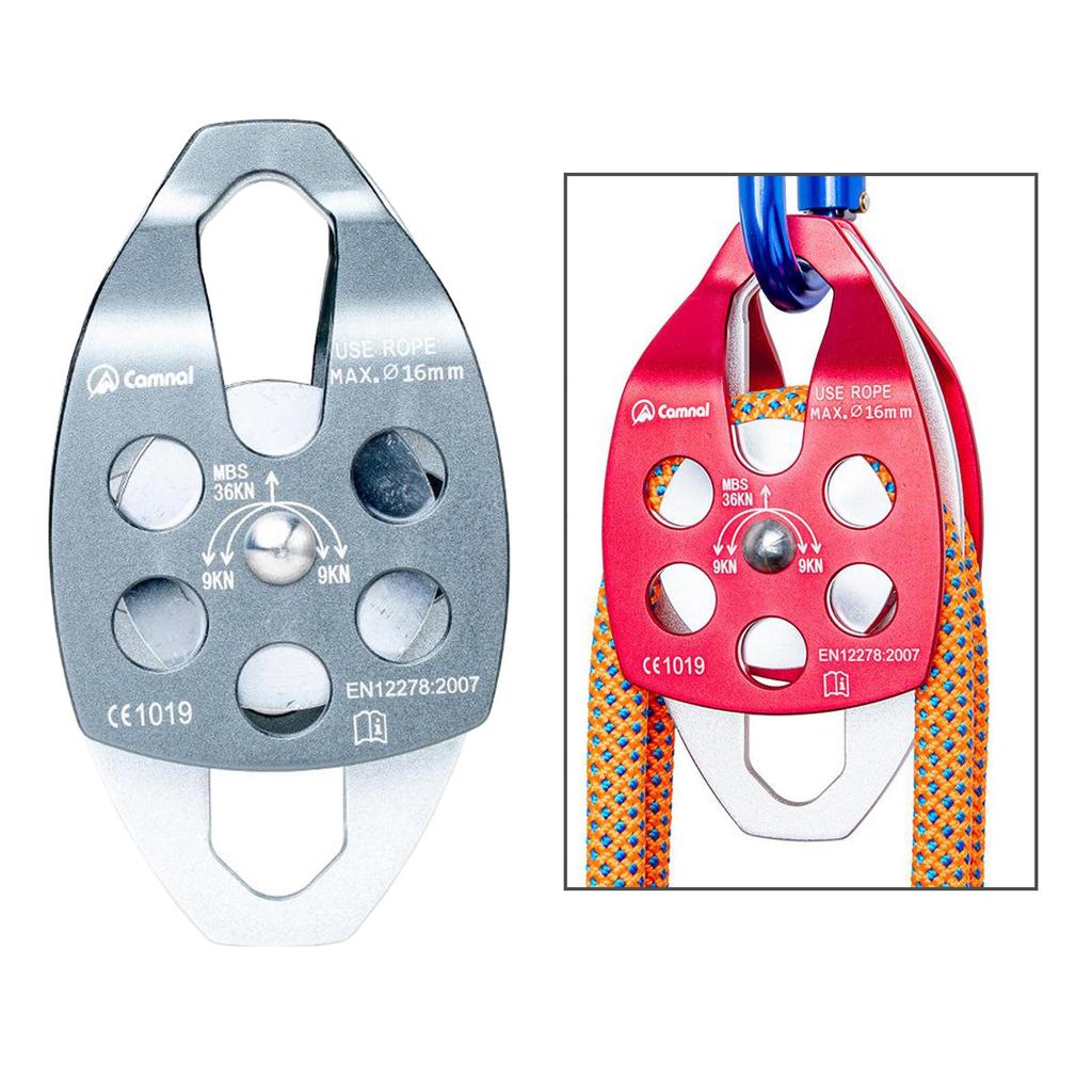 36KN Double Pulley for 16mm Rope Rock Tree Climbing Dragging - CE Approved