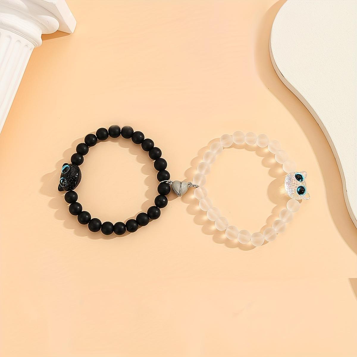 JYL TS Bracelet Couple  Glowing Heart Gothic Cat Charm Ignites Romantic Spark T614 темные пастельные фиолетовый