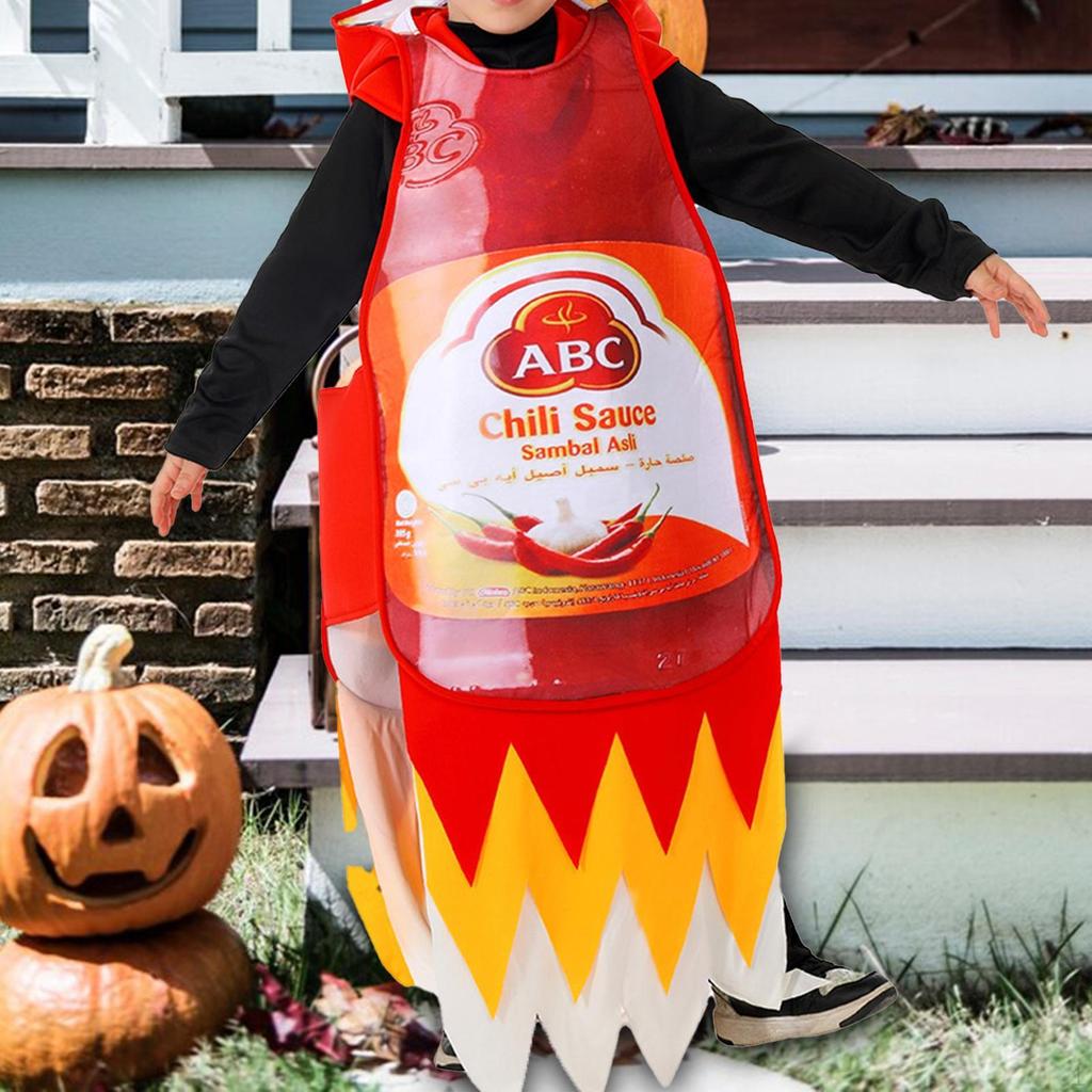 Halloween Chili Sauce Bottle Costume Clothes Cosplay Apparel for Party Supplies