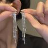 Silver Tassel Long Drop Earrings: Luxurious, Exquisite Design with a Touch of Elegance.
