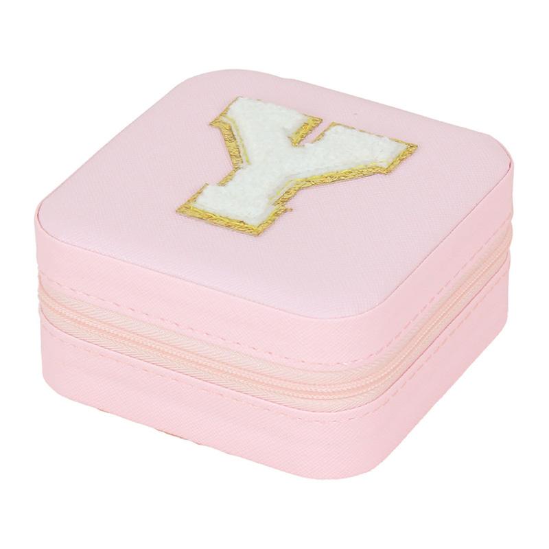 

1PC Personalized Portable Jewelry Storage for Women Girls Jewelry Box Small Initial Letter Pink Jewelry Case 10X10X5cm