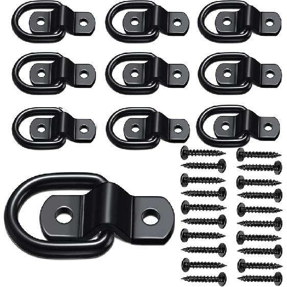 D Ring Tie Down Anchor 1/4" Heavy Duty Trailer Anchor Lashing Rings 2400 Lbs Capacity Trailers Trucks Bed Anchors Bracket Hooks Kit For