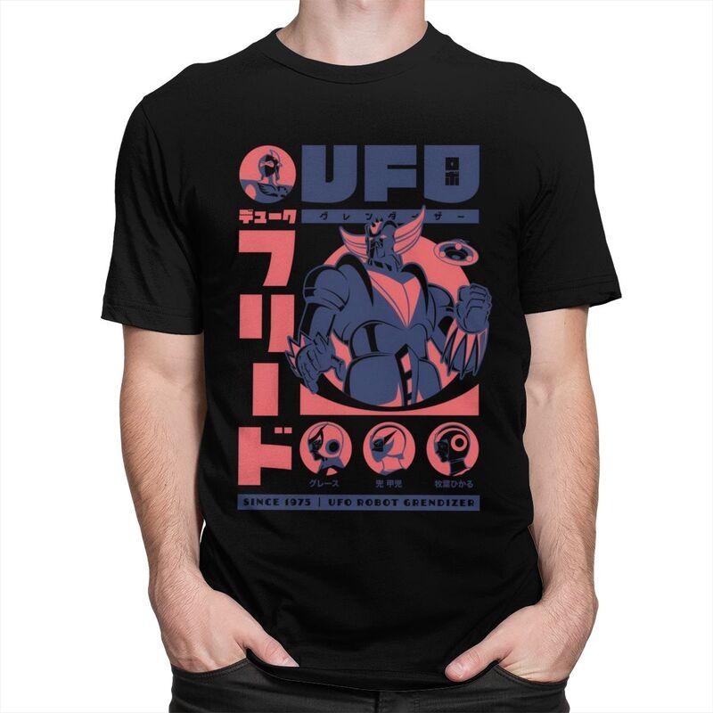 Custom UFO Robot Goldorak Grendizer T Shirt for Men Pure Cotton Tshirt Leisure Tee Short Sleeve Tshirt Slim Fit Clothing Gift