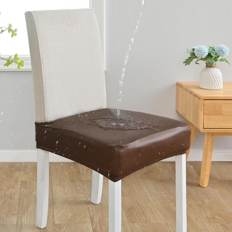 Waterproofs PU Leather Chair Cover Waterproofs Stretch Chair Slipcovers for Dining Room Home Kitchen Seats Protectors
