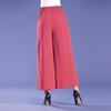 Women's Summer Cotton Wide Leg Trousers Loose Large Size Mother's Elastic High Waist Thin Nine-point Trousers
