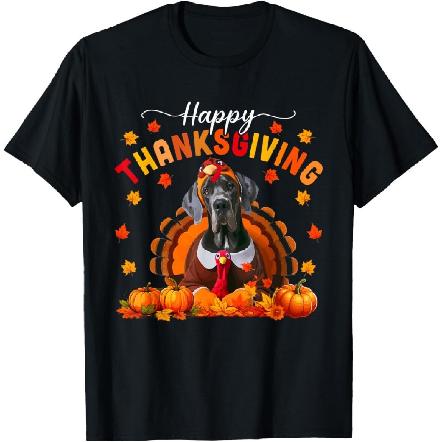 Happy Thanksgiving Great Dane Cosplay Fall Turkey Owner Kids T-Shirt S
