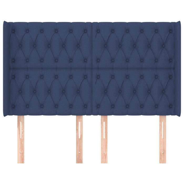 VidaXL Tête de lit avec oreilles Bleu 147x16x118-128 cm Tissu3119920