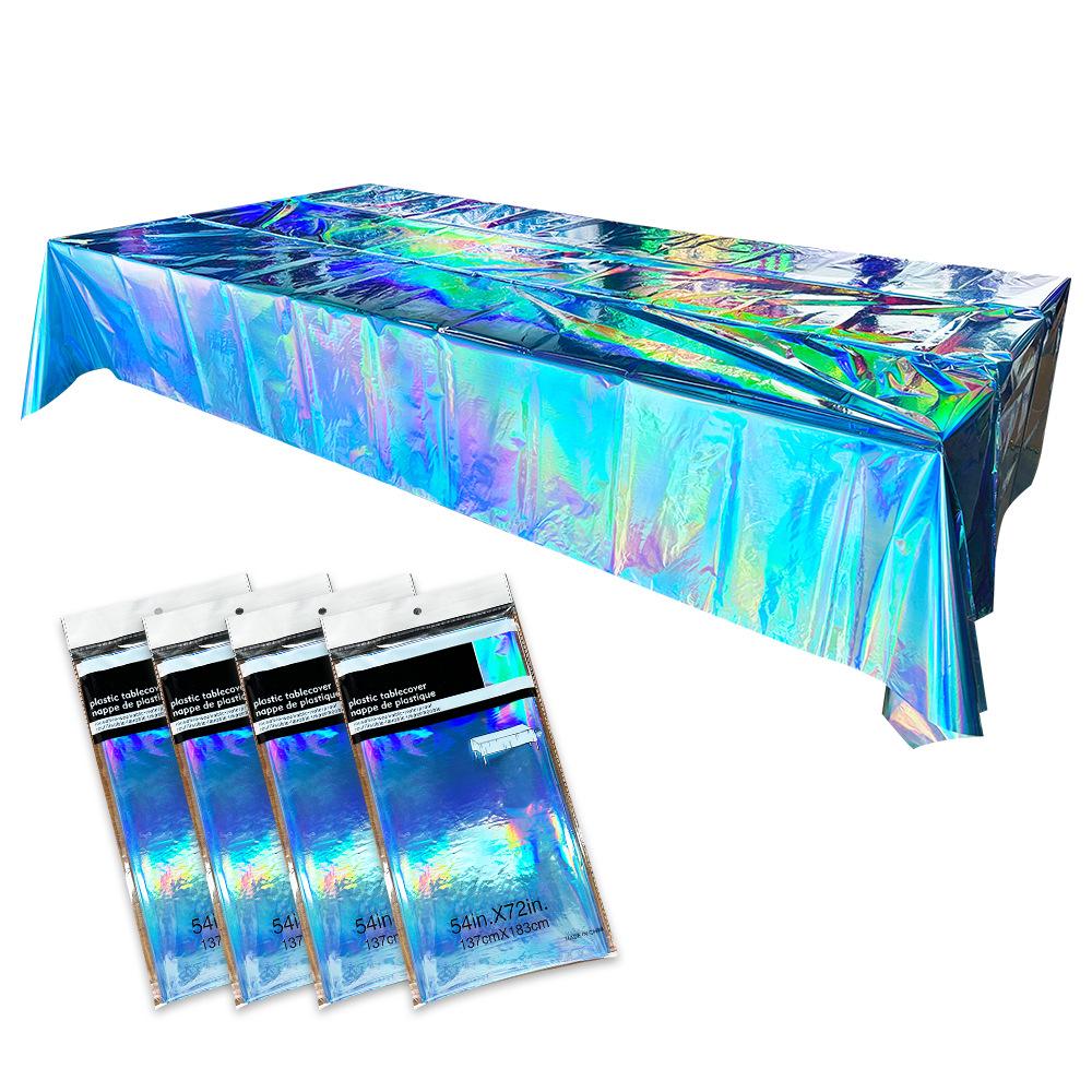 Aluminum Film Tablecloth Table Cover Kids Baby Shower Tablecloth Supplies for Wedding Party Banquet Decoration Iridescence Laser